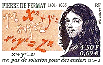Timbre émis à l'occasion du 400ème anniversaire de la naissance de Pierre de Fermat